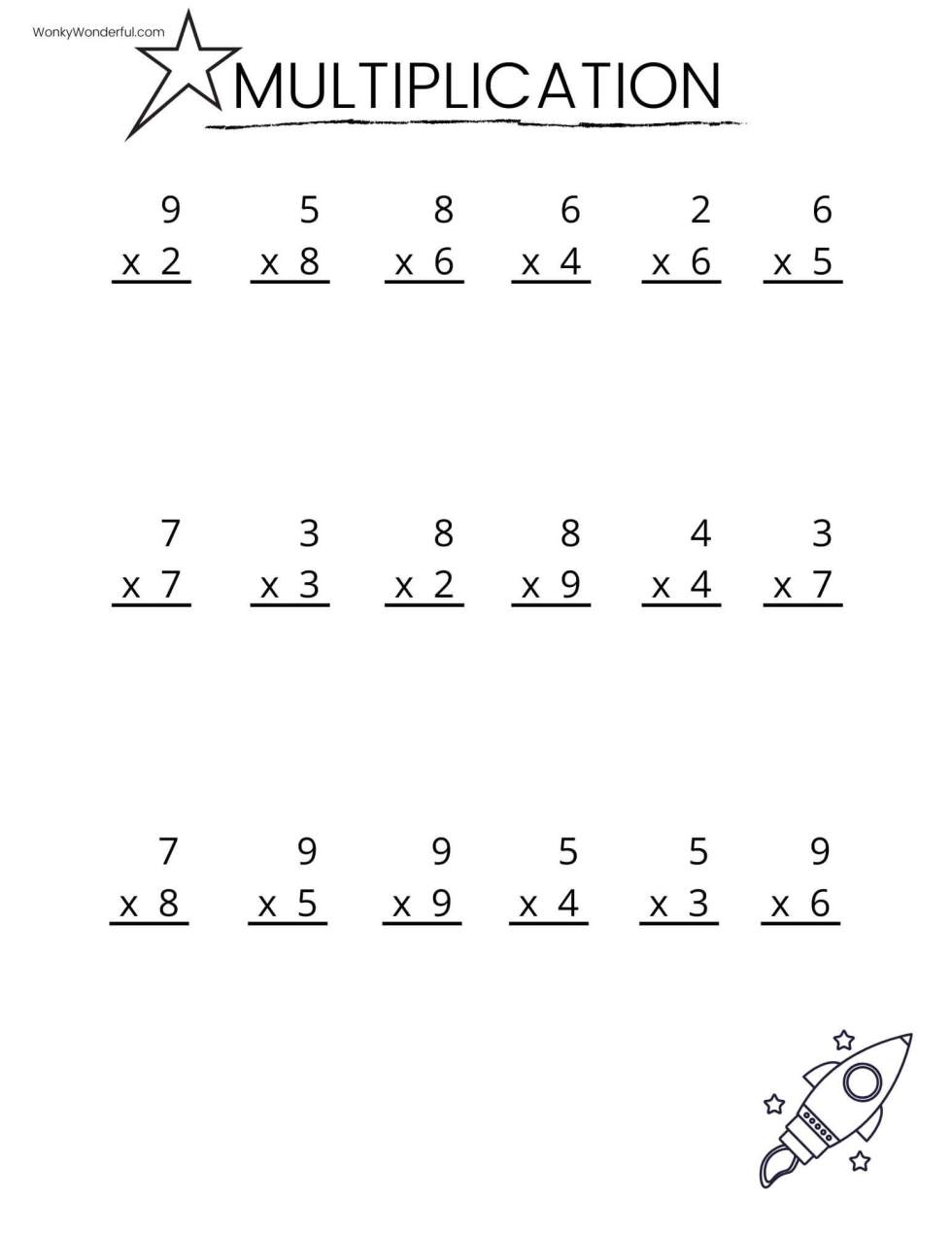 FREE PRINTABLE MULTIPLICATION WORKSHEETS + WonkyWonderful
