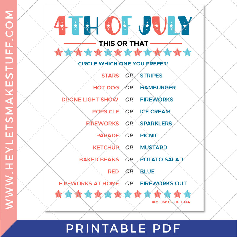 printable 4th of july games
