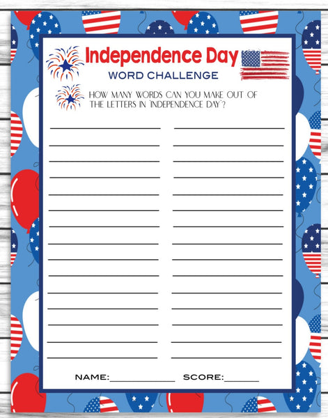 printable 4th of july games