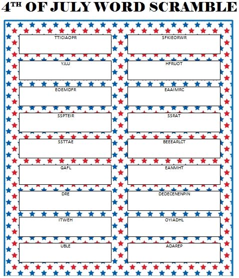 printable 4th of july games