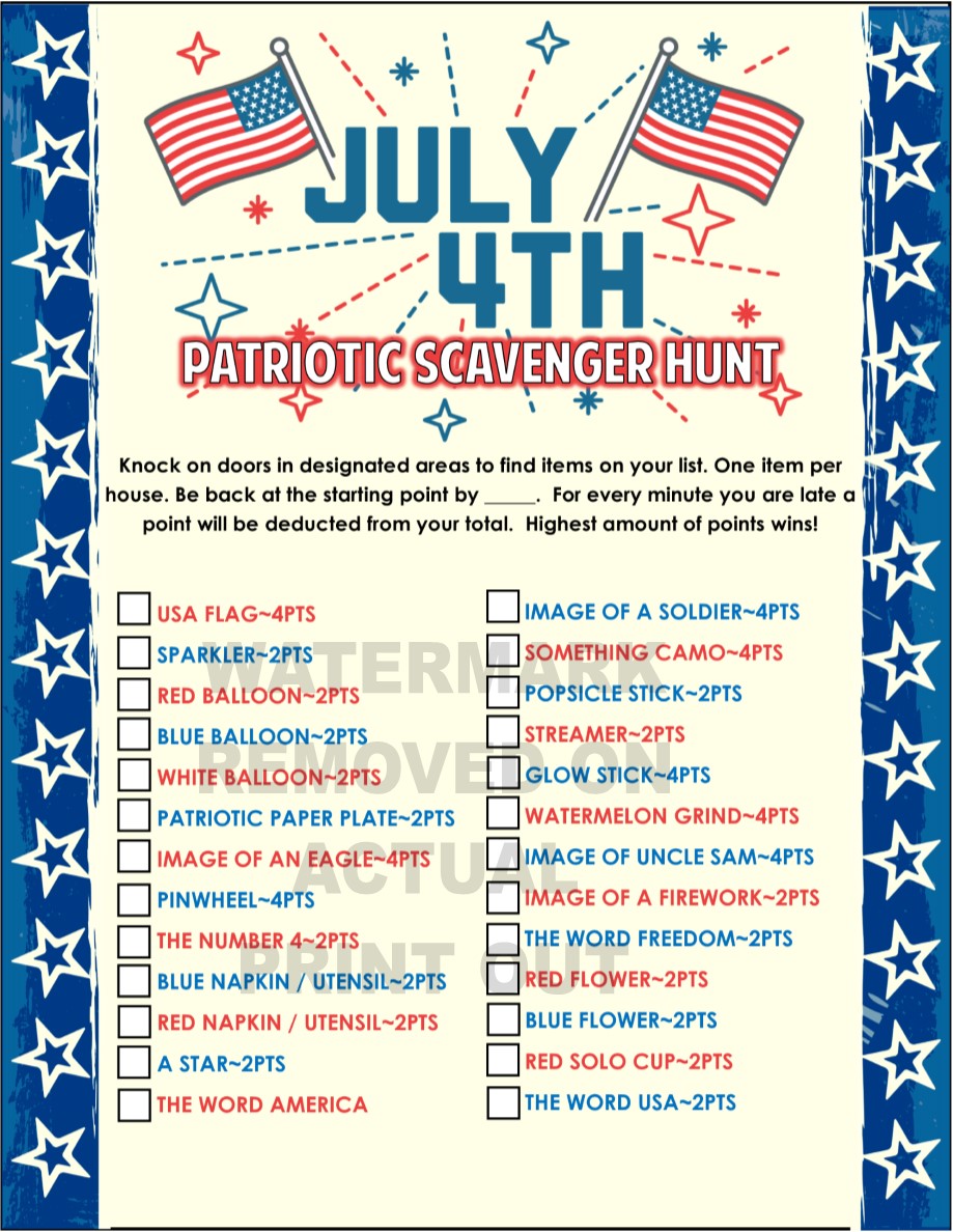 printable 4th of july games