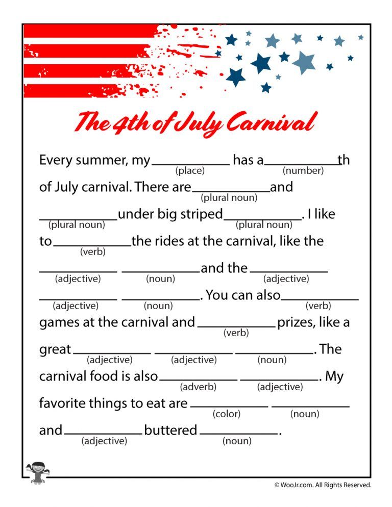 printable 4th of july mad libs