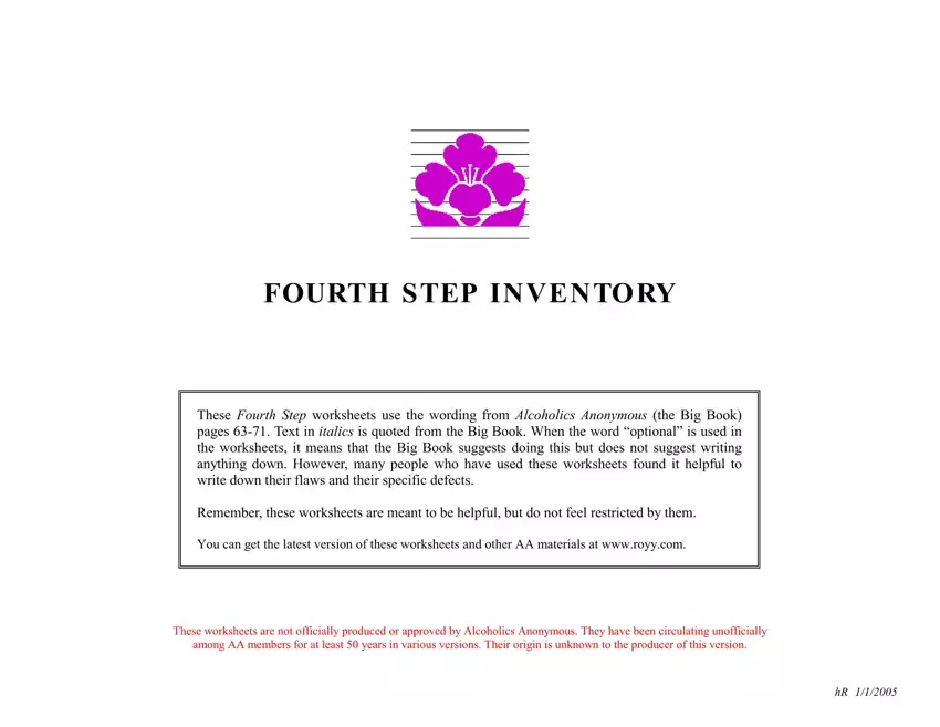Fourth Step Inventory ≡ Fill Out Printable PDF Forms Online