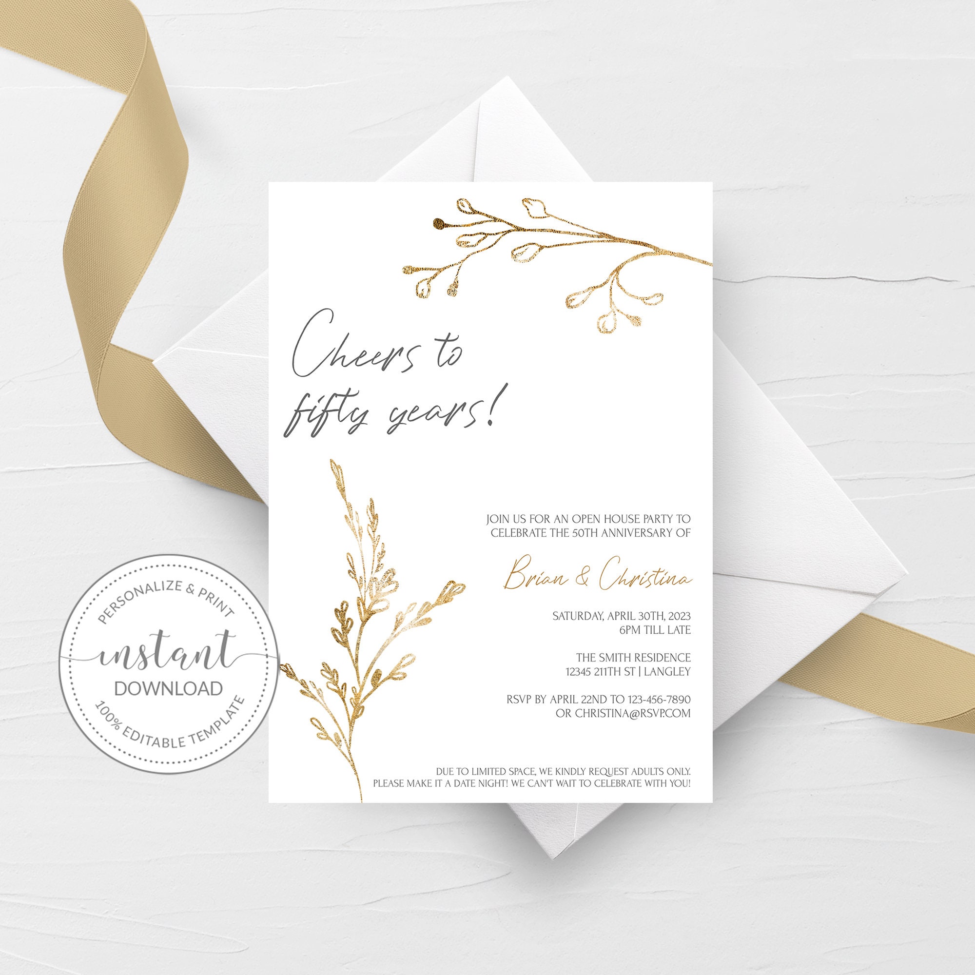 printable 50th anniversary invitation kits