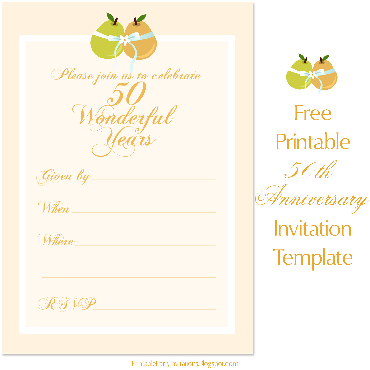 Free Printable Party Invitations: Free 50th Wedding Anniversary ...