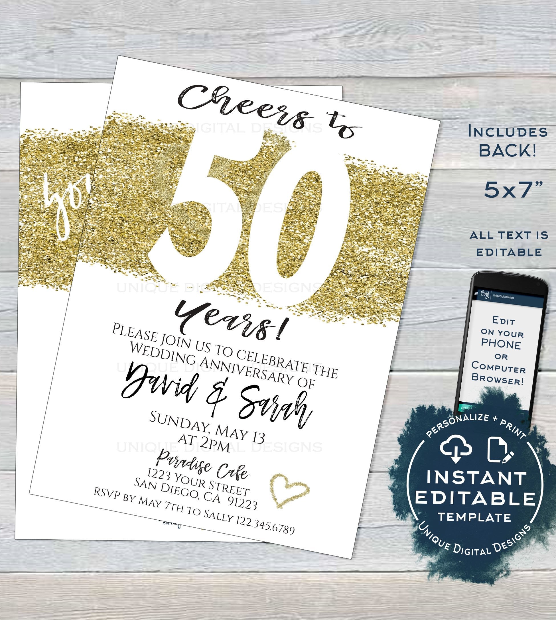 printable 50th anniversary invitation kits