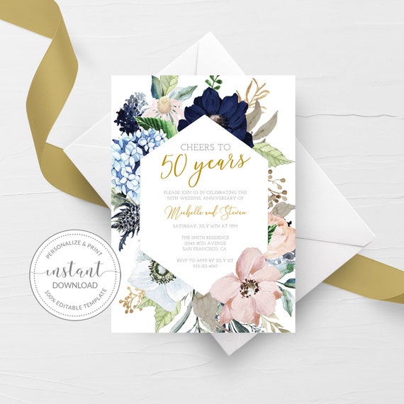 printable 50th anniversary invitation kits