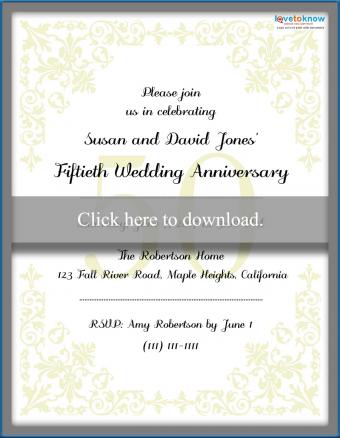 Printable 50th Anniversary Invitations | LoveToKnow