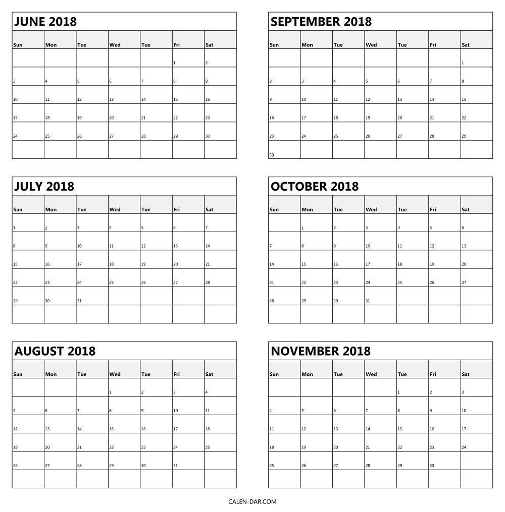 6 Month Calendar Template - Printable Blank Calendar Template