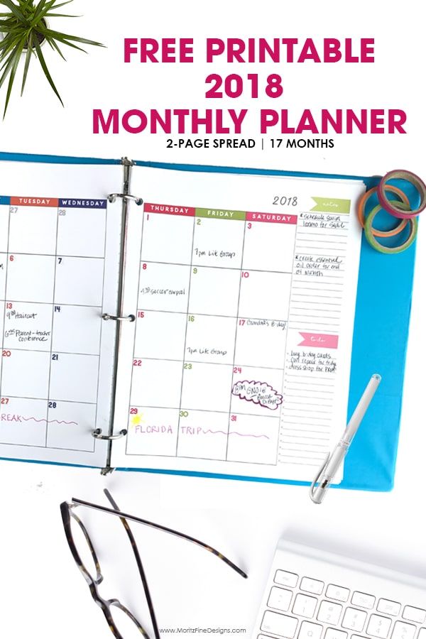 printable 6 month planner 2018