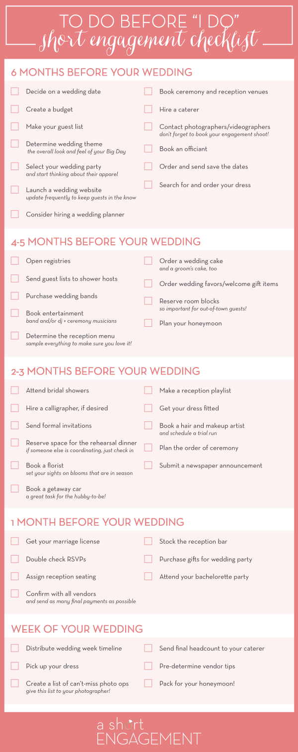 printable 6 month wedding planner