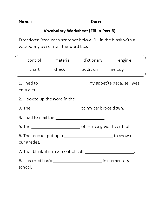worksheets library | Vocabulary Worksheets