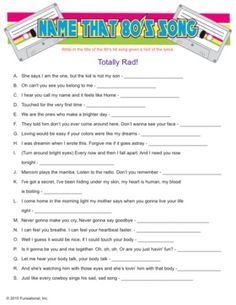 printable 80s music lyrics quiz