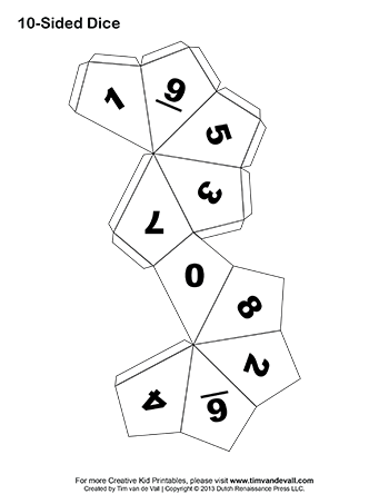 Printable Paper Dice Template Pdf: Make Your Own 6, 10 &  12 Sided Dice