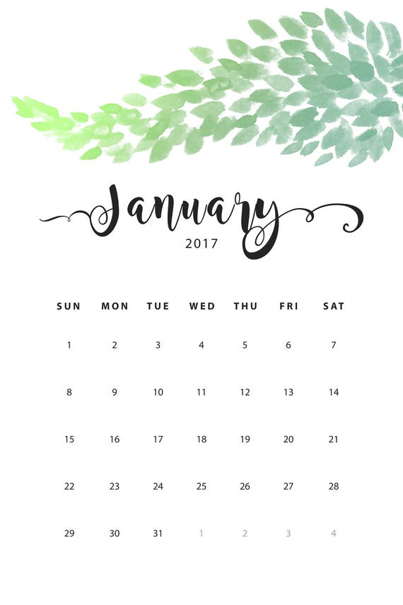 2017 2018 Calendar Template Large Wall Calendar 8.5x11 12x18 A3 A4 ...