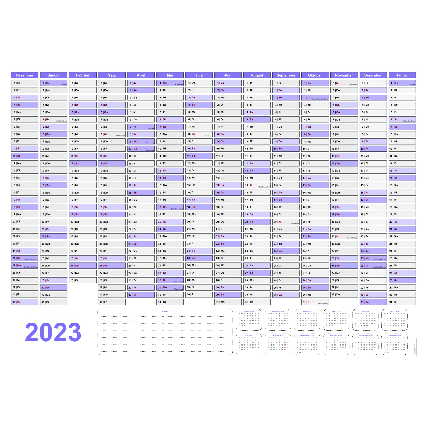 Wall Calendar 2023 XXL, Annual Calendar, Year Planner, 1 Rolled ...