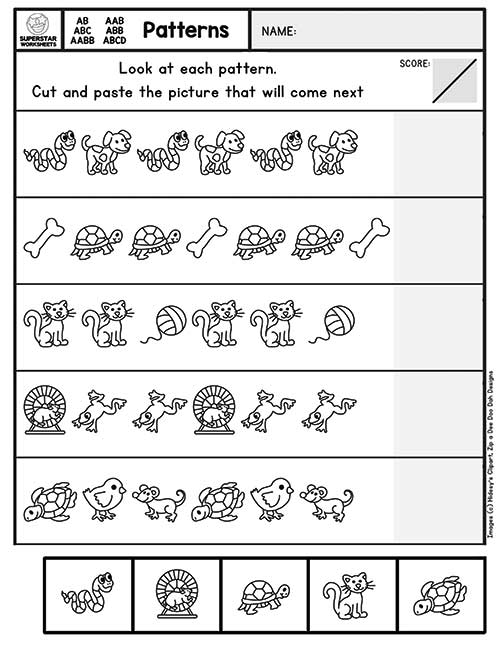 printable ab pattern worksheet for kindergarten