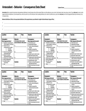 Antecedent Behavior - Consequence Data Sheet 2020-2024 - Fill and ...