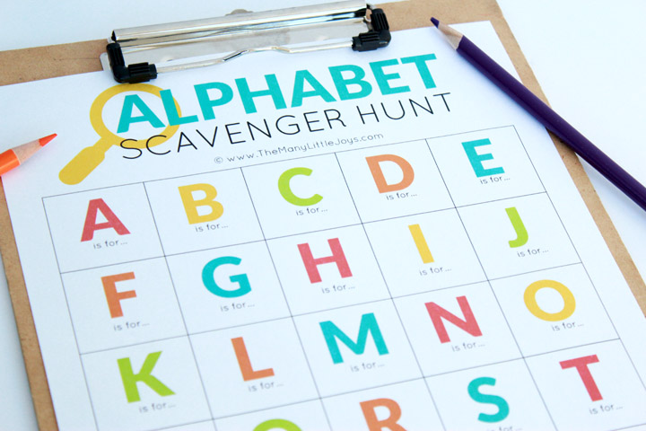 printable abc scavenger hunt list