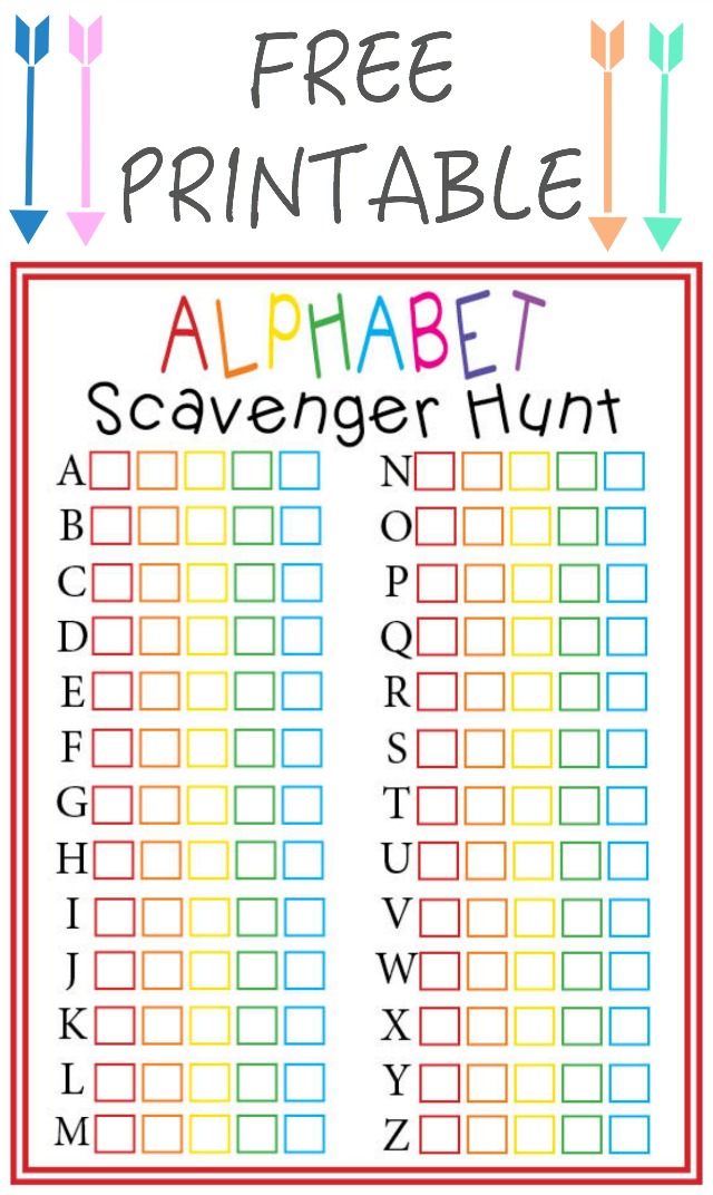 Alphabet Scavenger Hunt - Free Printable - Our Thrifty Ideas