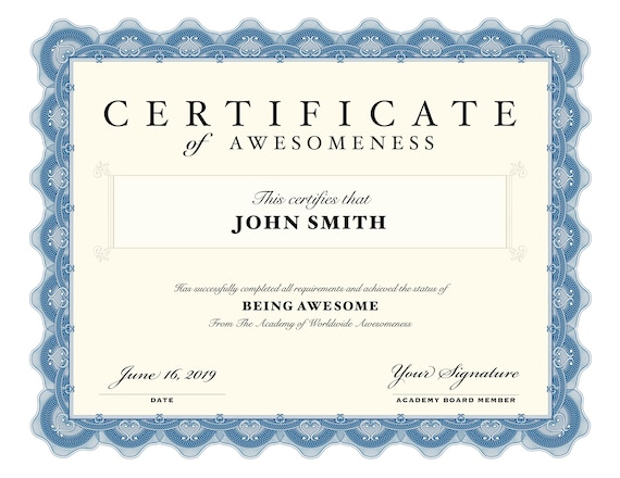 printable academic certificates