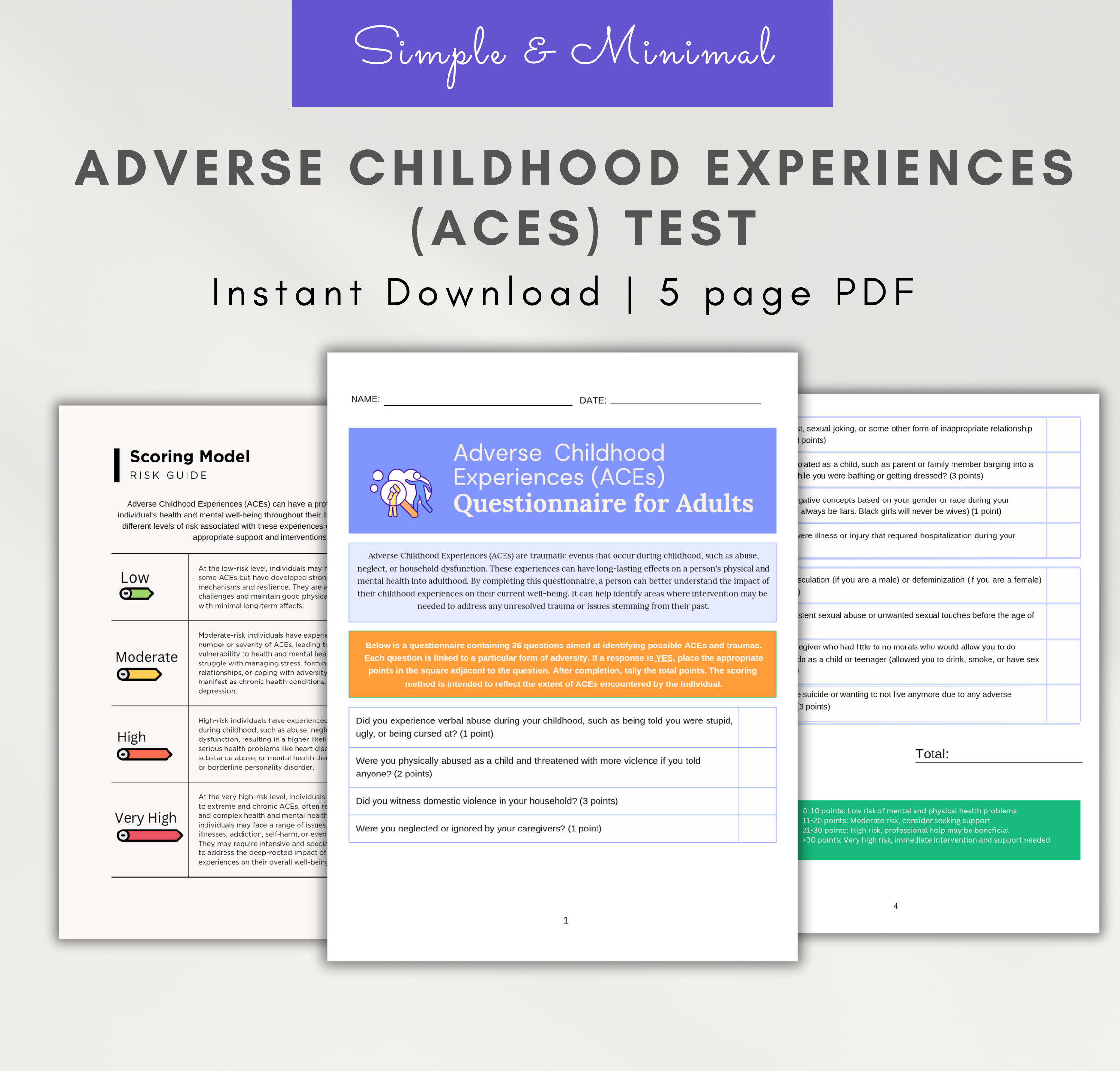 Adverse Childhood Experiences Test For Adults Pdf Aces Worksheets
