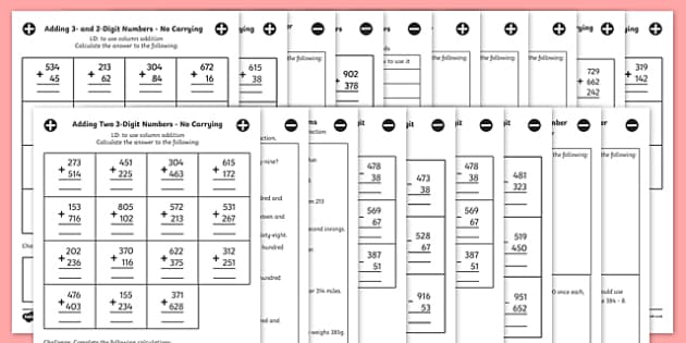 printable addition and subtraction worksheets for grade 3