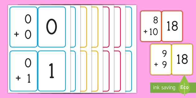 printable addition flashcards for kindergarten