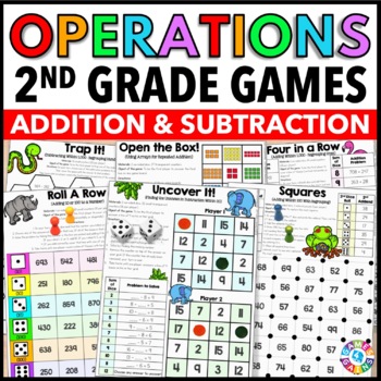 2nd Grade Math Center Games 2 &  3 Digit Addition &  Subtraction ...