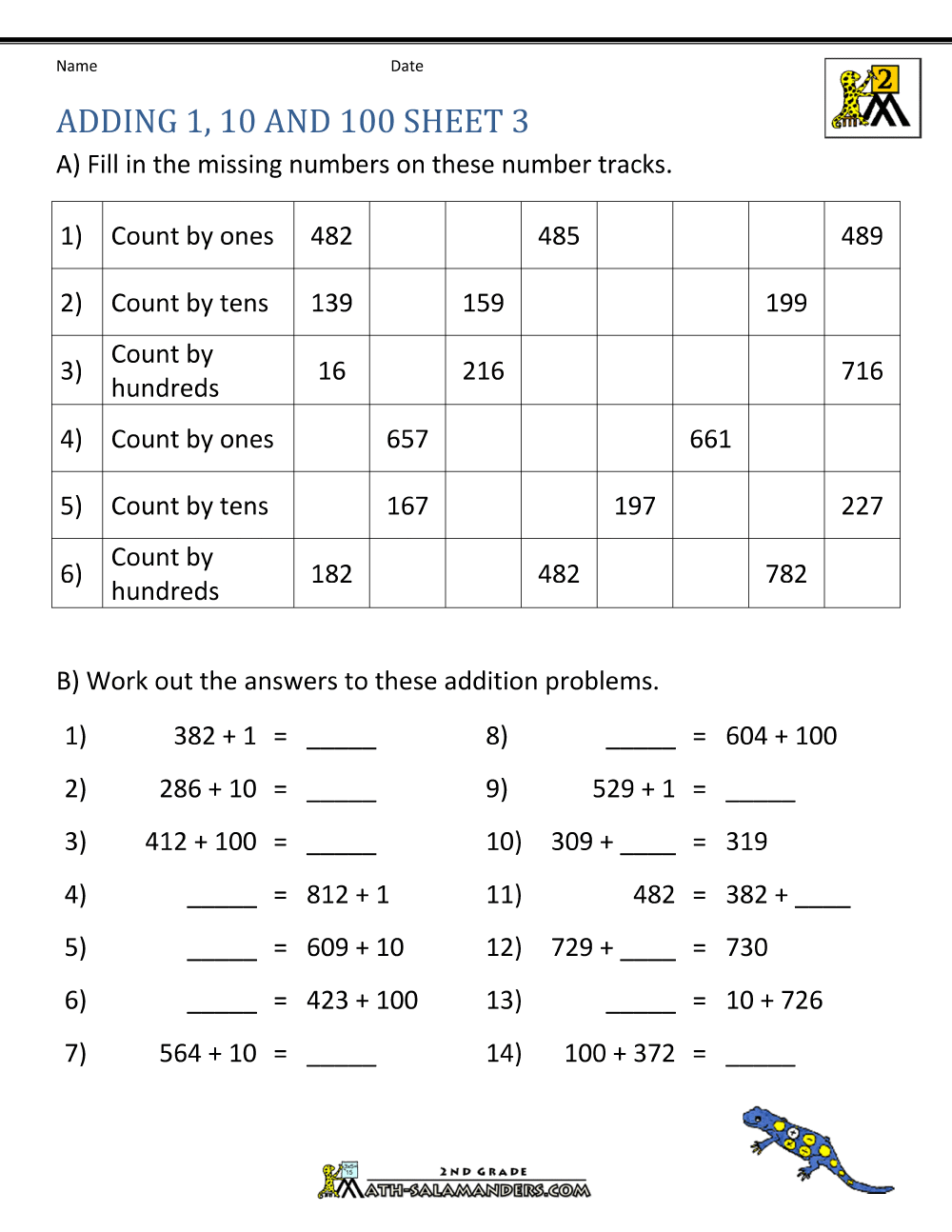 printable addition subtraction worksheet 2nd grade