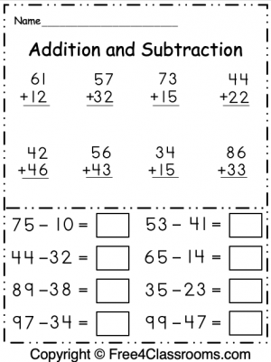 Addition/Subtraction Mixed Archives FREE and No Login ...
