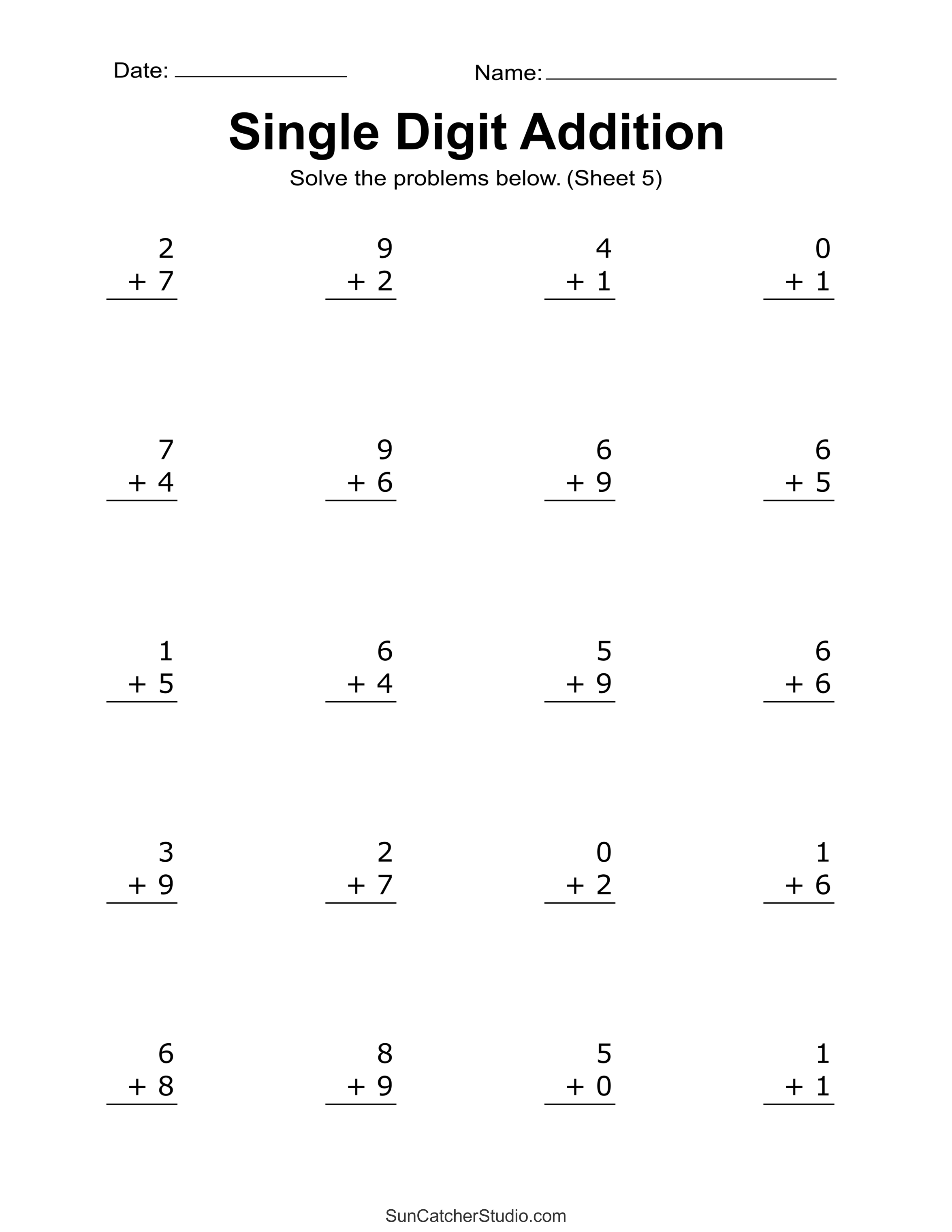 Addition Worksheets (Free Printable Easy Math Problems) - DIY ...