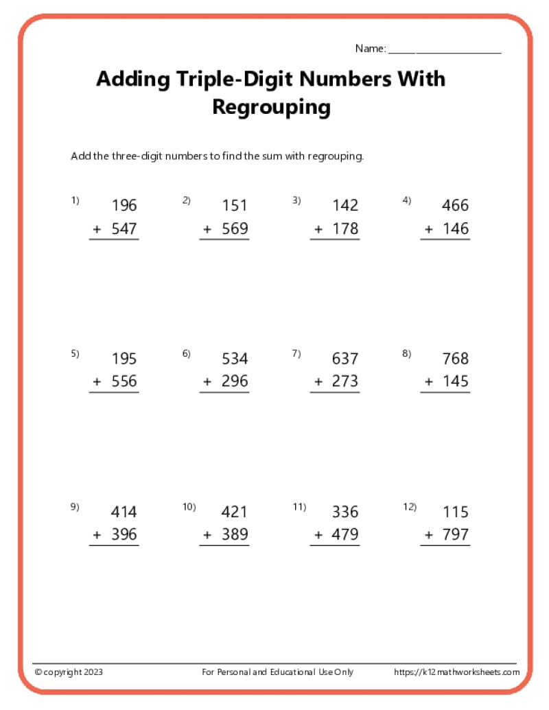 Addition Worksheets - K12 Math Worksheets