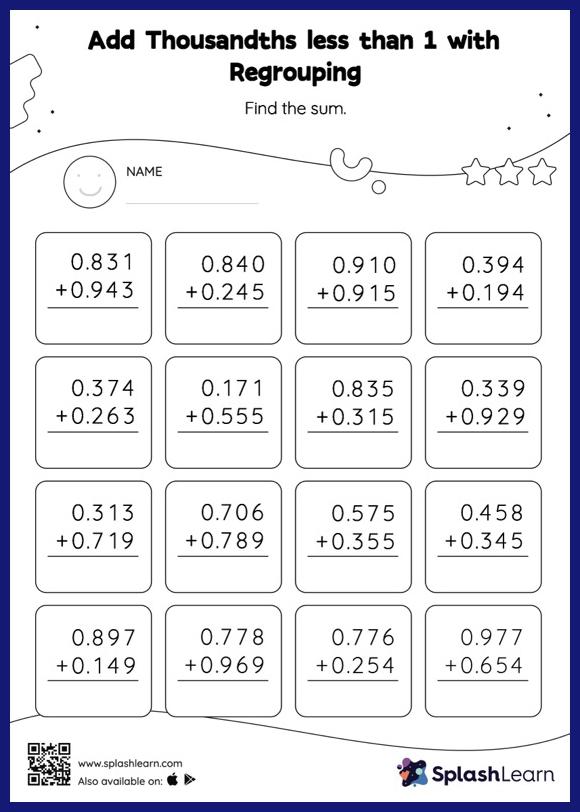printable addition worksheets for 5th grade