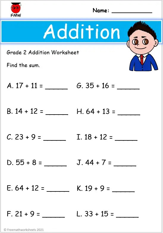 Grade 2 Addition Worksheets | Free Worksheets | Printables