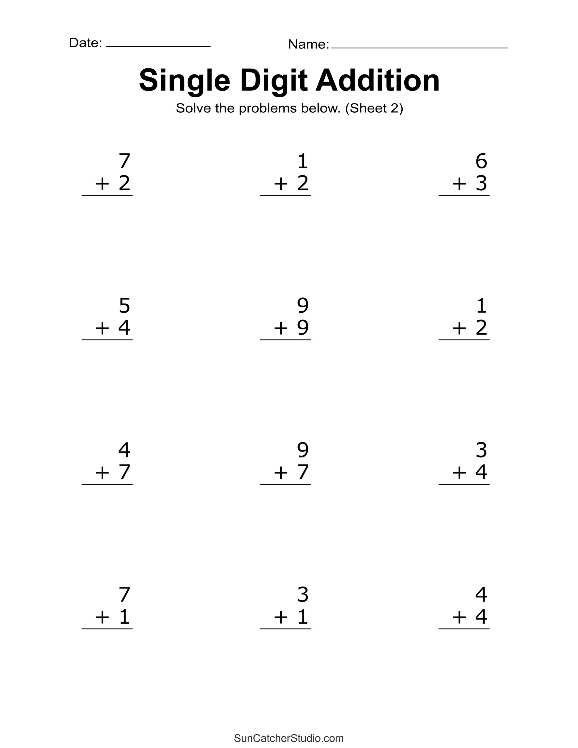 printable addition worksheets grade 2