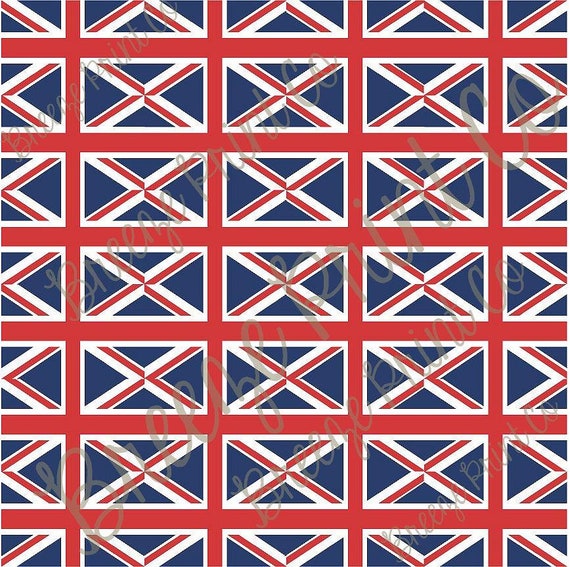 Union Jack flag print heat transfer or adhesive patterned vinyl sheet,  Great Britain 24 - 2x3 inch flags on 12x12 inch sheet HTV2824