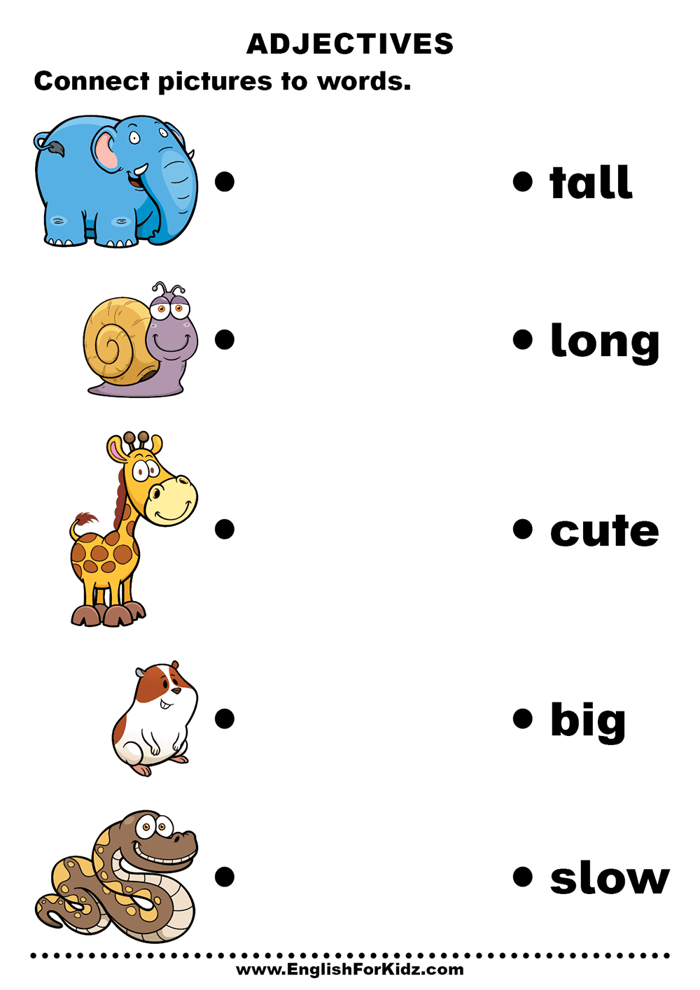 English for Kids Step by Step: Adjectives Worksheets and Exercises