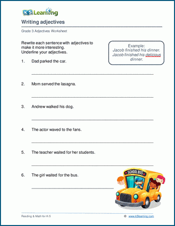Grade 3 Adjectives Worksheets | Worsheets library