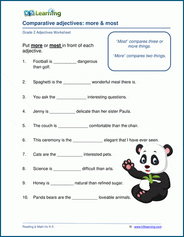 Grade 2 Adjectives Worksheets | Worsheets library