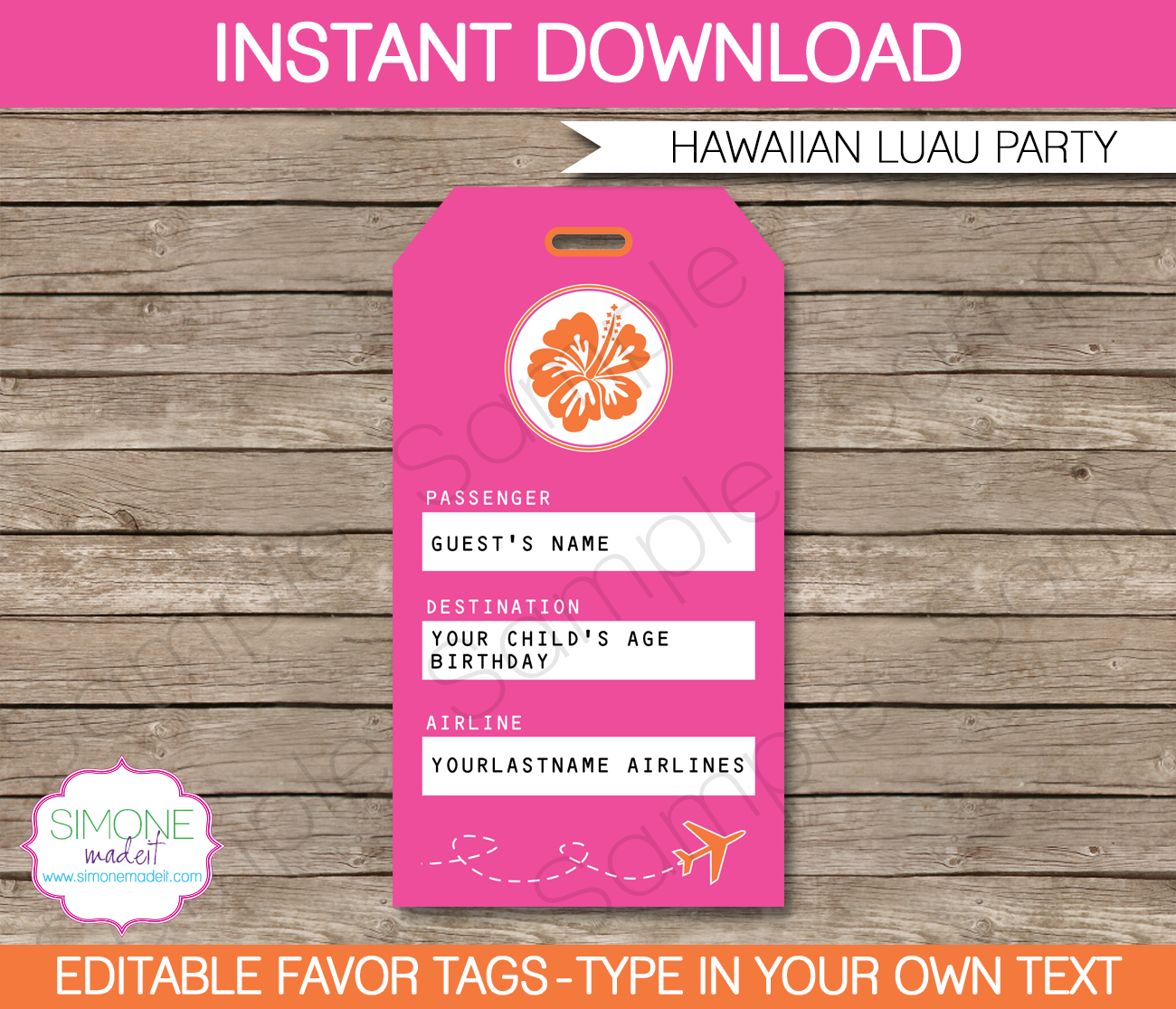 Hawaiian Luau Luggage Tags template