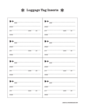 Printable Luggage Tag Inserts - Fill Online, Printable, Fillable ...