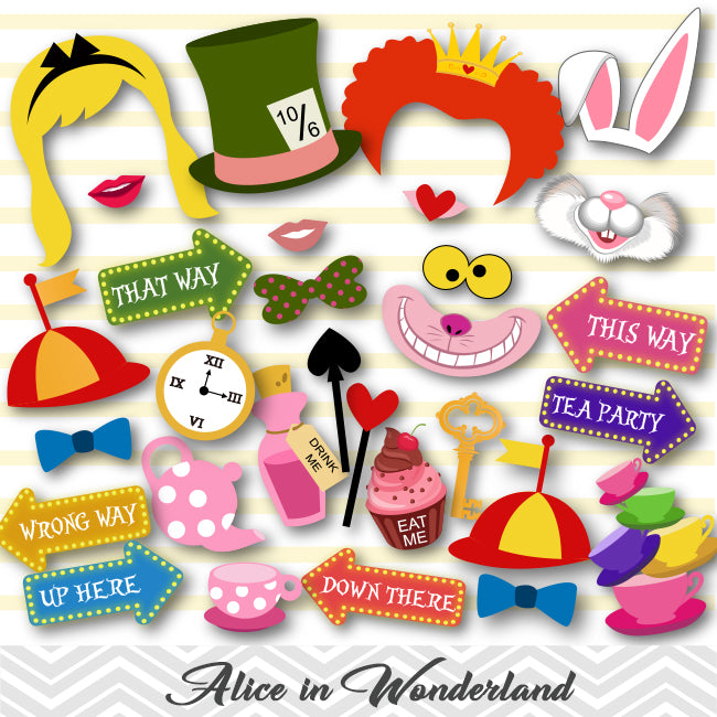 printable alice in wonderland photo booth props