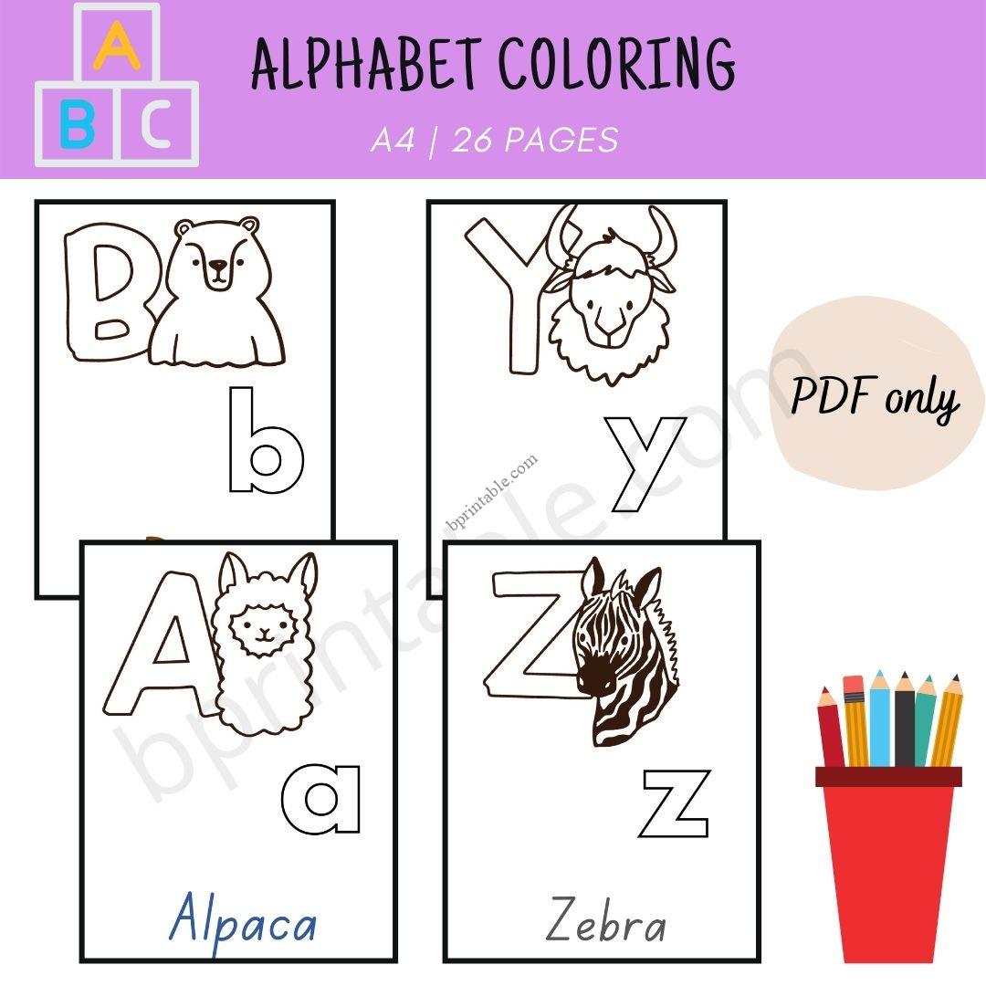 Alphabet Printable Coloring Pages for Kids - Bprintable