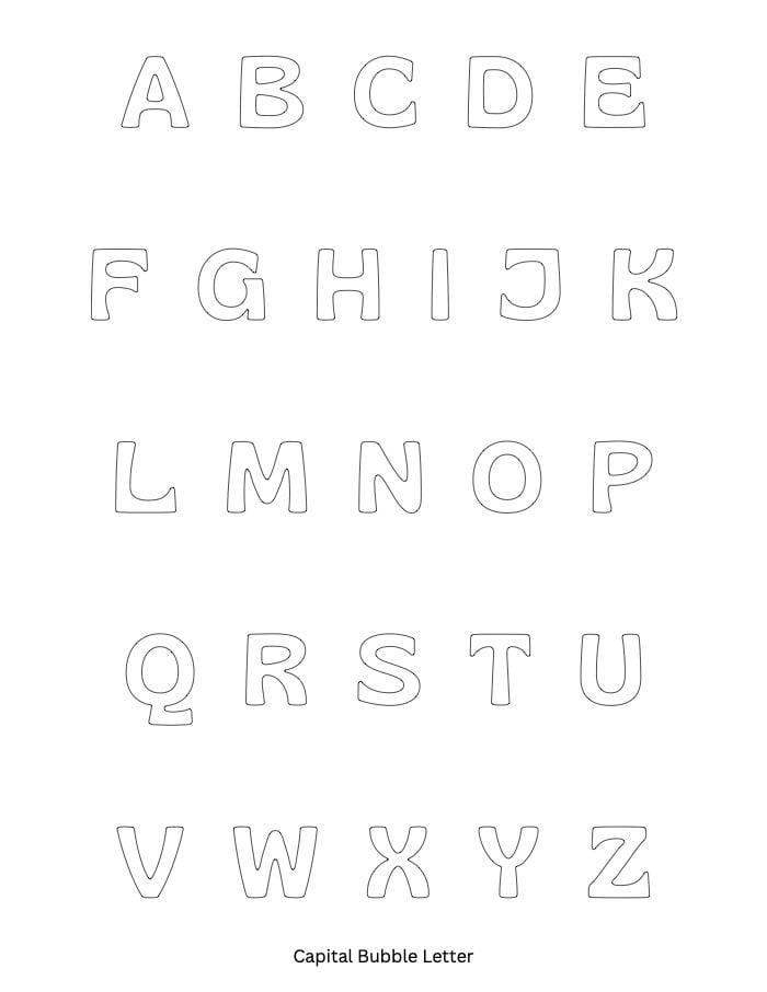 Bubble Letters Alphabet (19 Printable Font Styles)