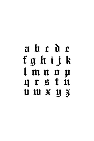 Free Printable Old English Calligraphy Alphabet - Lowercase ...