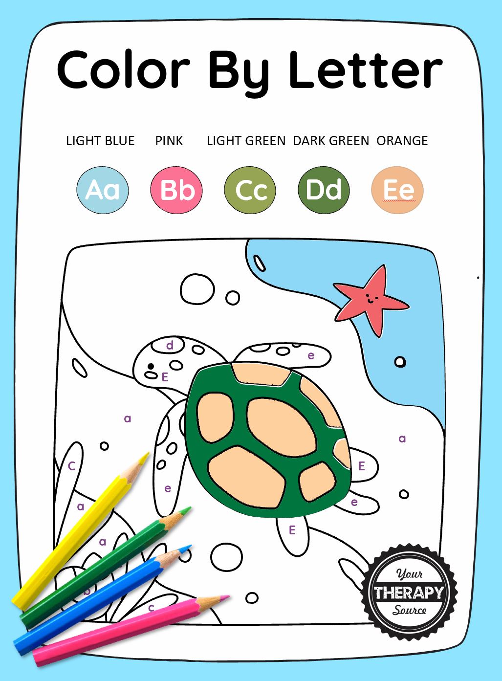 Color By Letter Printables - FREE - Your Therapy Source - Worksheets ...