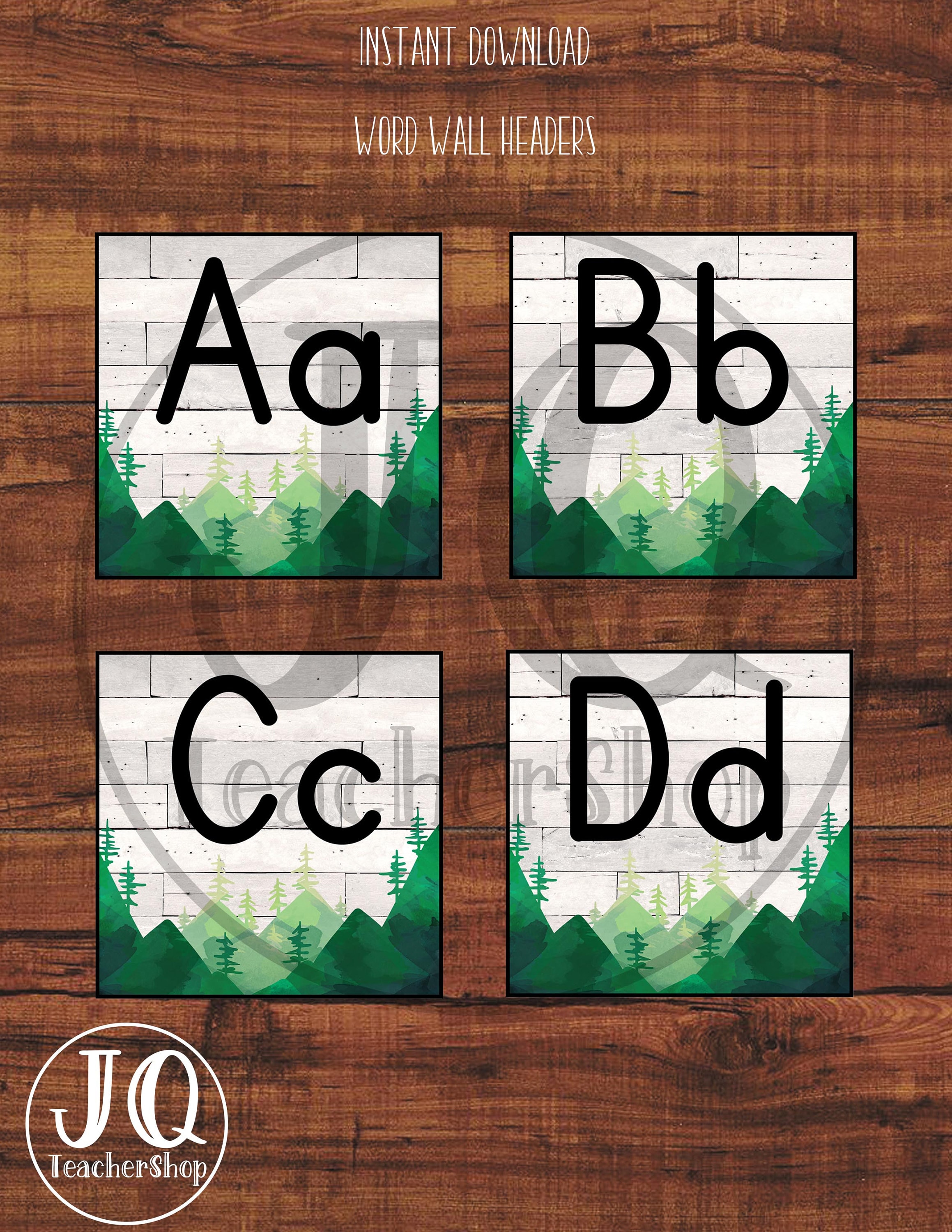 Printable Word Wall Letters Small Alphabet Cards Mountain Theme