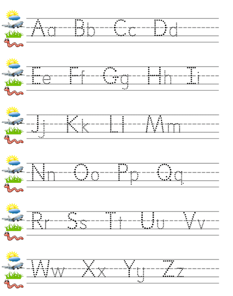 Free Alphabet Printable {Sky Line, Plane Line, Grass Line, Worm ...
