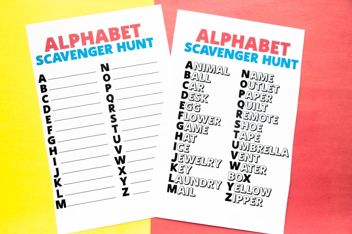 printable alphabet scavenger hunt